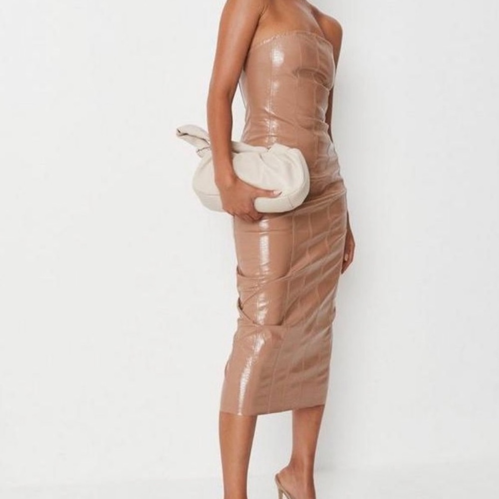 Camel faux leather Croc bandeau madaxi